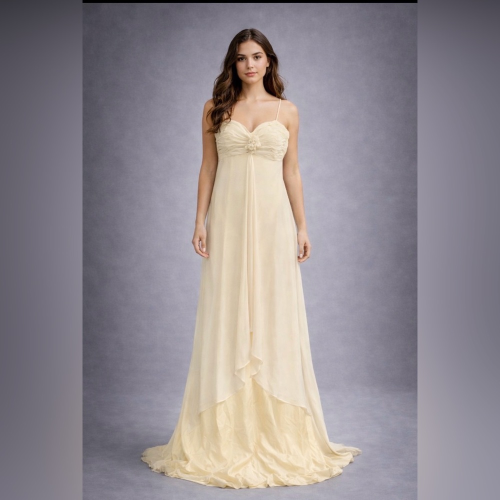 Badgley Mischka Elegant Cream Maxi Dress